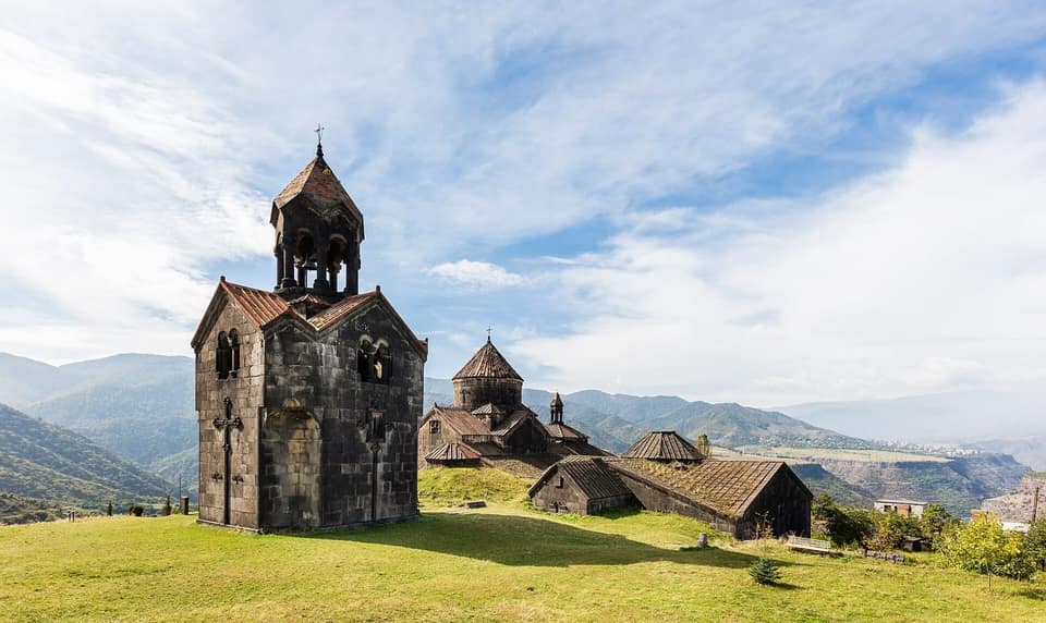 Bell tower and churches of Haghpat Monastery in Lori